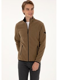Resim U.S. Polo Assn. Erkek Regular Fit Haki Polar Örme Hırka 50313779-VR027 