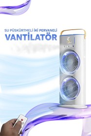 Resim EN SİGA Su Püskürtmeli Iki Pervaneli Otomatik Döner Klima Vantilatör 