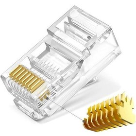 Resim Koodmax - 50adet - 3u" Gold Plated Cat6 Rj45 Konnektör 8p8c Ethernet Kablo Ucu Modüler Fiş Jak 