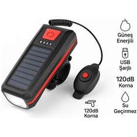Resim River World Işıklı Korna Bisiklet Solar Güneş Enerjili Çok Renkli 