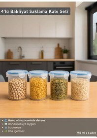 Resim Erzak Saklama Kabı Seti 4'lü Bpa Free Gıda Kutusu Bpa Free Hava Almaz 750 Ml Şeffaf 