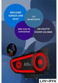 Resim Blıc A30 2x Bluetooth Eşleşmeli Motosiklet Kask Kulaklığı Intercom Kulaklık 