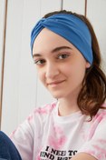 Resim Babygiz Kız Çocuk Derin Mavi Genç Bandana Saç Bandı Ekstra Yumuşak Esnek Doğal Pamuklu Penye 