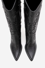 Resim luvishoes MATIAS Siyah Cilt Hakiki Deri Kadın Nakışlı Western Çizme 