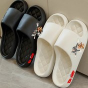 Resim 1 Adet, Tom ve Jerry Karakterli EVA Terlikler - Kadın ve Erkekler için Şirin Açık Burunlu Nefes Alabilen Yumuşak Tabanlı Terlikler, Rahat Kaymaz Plaj ve Banyo Ayakkabısı, Ev ve Dış Mekan Kullanımı İçin Uygun, Siyah/Beyaz/Haki Renk | Karakterli Terlikler | Nefes Alabilir Ev Terlikleri 
