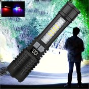 Resim 1 adet Süper Parlak XHP70 Güçlü LED El Feneri Şarj Edilebilir Taktiksel El Feneri ile COB Işık 