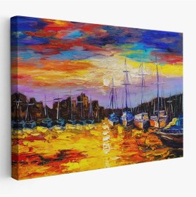 Resim Es10 Özel Tasarım, Dekortif BaskıBalıkçı Köyü Kanvas Duvar Tablosu-1188 (95 x 165) 