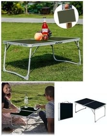Resim Depolife Pratik Katlanır Çantlı Kamp Masası 60X40Cm Siyah Laptop Bilgisayar Çalışma Alüminyum 
