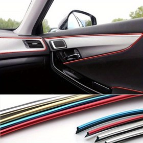 Resim 5m/LOT Araba Kendin Yap İç Dekorasyon Süsleme Sticker Şeridi Merkezi Konsol Hava Havalandırma Süslemesi Otomatik Çizgi Gösterge Paneli Stil Süslemesi VW için 