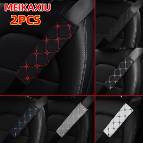 Resim 2 adet Yapay Linen Dokulu Kumaş Nakışlı Nefes Alabilen Rahat Koltuk Kemeri Omuz Pedleri, Koltuk Kemeri Kapakları Sıkılaştırma ve Koltuk Kemeri Gerilimi İçin Araba İçin Rahatlatmak İçin 