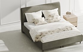 Resim Klem Slim Çift Kişilik Bazalı Karyola 180x200 - Performans Keten - Ada Çayı / Koyu 