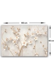 Resim Decorita Cam Ocak Arkası Koruyucu | Beyaz Çiçek - Gold 