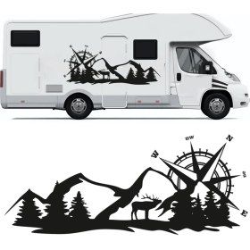 Resim Melek Pazarı Geyik Pusula Dağ Kamp Karavan Off Road Oto STICKER-S1745 