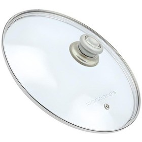 Resim Tencere Sahan Tava Cam Kapağı Buhar Delikli Kapak 28 Cm Ve Gri Tutma Tepesi 