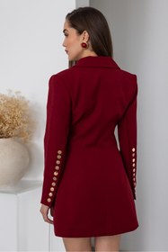 Resim buqre's moda Trend Kadın Gold Çıt Çıt Detaylı Tasarım Uzun Blazer Ceket 