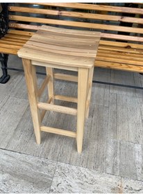 Resim Ahşap Çıtalı 60 Cm Bar Taburesi Naturel Kayın Renk Çok Renkli 