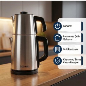 Resim Miletto MT20R 1.7 L Gizli Rezistanslı Otomatik Çay Makinesi 