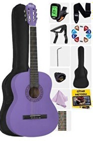Resim Midex CG-270PRP Mor Renk Klasik Gitar 4/4 Yetişkin Boy Sap Ayarlı Full Set 