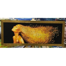 Resim Çerçeveli Altın Saçlı Sim Işlemeli Kız Kanvas Tablo 