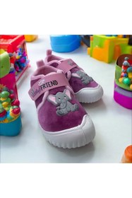 Resim Gezer Kız Çocuk Kışlık Tek Cırt Cırtlı Ayarlanabilir Rahat Taban Ev, Bahçe, Okul, Kreş Panduf Ayakkabı 