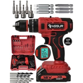 Resim Assur ASR233 12V Çift Akü Dijital Gösterge Akülü Vidalama Kırmızı 
