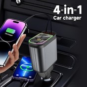 Resim SAN.COMO 66W Genişletilebilir Araç Şarj Aleti, 4'ü 1 Arada Araç Şarj Cihazı, Geri Çekilebilir Kablo 80.01 cm ve 2 Portlu USB Adaptör, USB C Araç Şarj Cihazı, 180° Serbest Yön Ayarlama, Dolaşmaz Tasarım, Yıldız Işıkları Teknolojisinde Dört Birlikte Teleskopik Araç Şarj Cihazı USB-C Çift Hızlı Şarj Uyumlu iPhone 16-13/iPad/Android ile Uyumludur Tüm Araçlara 