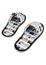 Resim Erkek Maskeli Kedi Önü Açık Yumuşak Taban Ev Terliği Beyaz 