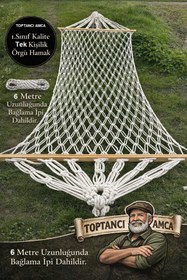 Resim Toptancı Amca Tek Kişilik Makrome Hamak 90 x 190 cm Çift Katlı Salıncak Hamak Beyaz 200 kg Taşıma Balkon Hamak 