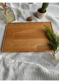 Resim Doğal Ahşap Kesme Ve Sunum Tahtası, Kayın Ağacı 