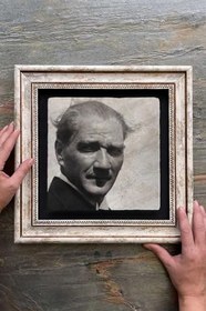 Resim Oscar Stone Decor Çerçeveli Tablo Taş Duvar Dekoru 30 X 30 Cm Mustafa Kemal Atatürk Cdd3030-905 
