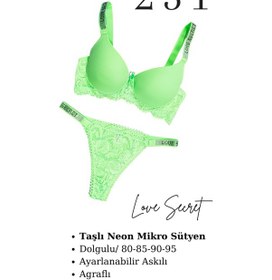 Resim Tılsım Lingerie Murays Kadın 3lü Taşlı Mikro Sütyen Takım Yeşil/orange/sarı 