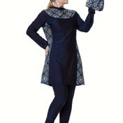 Resim 1pc LWERSIMMG Kadın Plus Beden Tankini Seti, Muhafazakar Çiçek Desenli Polyester Mayo, Yüksek Esnek Örgü Kumaş, Ped Yoksun, Muhafazakar İslam Kadınları İçin Mayo 