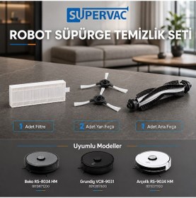 Resim Vcr9031hm Robot Süpürge Aksesuar Seti Arçelik, Beko, Grunding İle Uyumlu Temizlik Paketi 