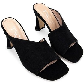 Resim Tamer Tanca Kadın Hakiki Deri Siyah Süet Topuklu Terlik 33 3445 Bn Trlk Y25 Sıyah Suet Siyah 