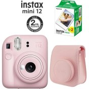 Resim Instax Mini 12 Pembe Fotoğraf Makinesi ve Çantalı Hediye Seti 99 