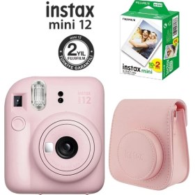 Resim Instax Mini 12 Pembe Fotoğraf Makinesi ve Çantalı Hediye Seti 99 