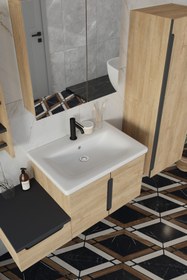 Resim BALNEOM Zakkum 100 Cm %100 Mdf Lavabolu Banyo Dolabı Dolaplı Aynalı Üst Dolap Boy Dolabı Havluluk 