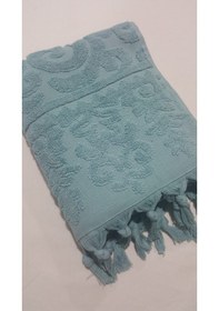Resim El Bağlamalı Saçaklı El Havlusu 50x90 Cm Petrol Mavi 