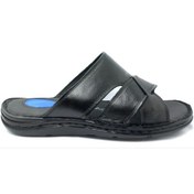 Resim Fibinacci 253 Siyah Erkek Jelli Kapalı Hakiki Deri Terlik 