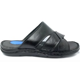 Resim Fibinacci 253 Siyah Erkek Jelli Kapalı Hakiki Deri Terlik 