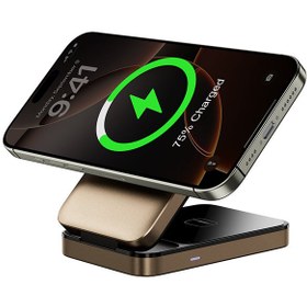 Resim Wiwu Wi-W038 3in1 Katlanabilir Kablosuz Şarj Standı 15W - Gold 