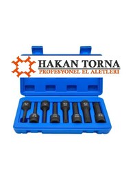 Resim 1/2 8 Parça Darbeli M Diş Yıldız Bit Soket Takımı Seti 