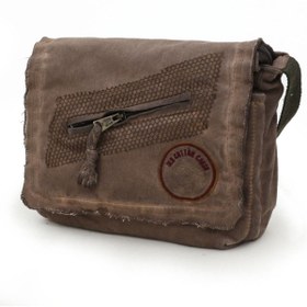 Resim Old Cotton Cargo 7136 Küçük Kahverengi Günlük Omuz Çantası Kanvas Okul Vintage Tablet Çantası 