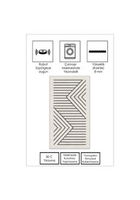Resim West Home Makinede Yıkanabilir Kaymaz Taban Leke Tutmaz Salon Halısı Mutfak Halısı Ve Yolluk 605 White 