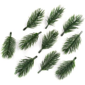 Resim 50 adet, Noel Ağacı Süsü ve Parti Süslemeleri için Mini Yapay Çam İğneleri Çelenk - Gerçekçi Simülasyon Bitkileri 