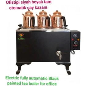Resim Allians 3 Gözlü Siyah Otomatik Elektrikli Çay Kazanı, Ofis Tipi Semaver 