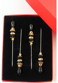 Resim 4 Lü Boncuklu Taşlı Eşarp İğnesi. Şal İğnesi. Türban İğnesi. Başörtü İğnesi. Eşarp Ve Şal İğnesi. Çok Renkli 