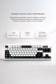 Resim Torima Kablolu Klavye Rgb Işıklı Sessiz Q Klavye TK12 Siyah Beyaz 