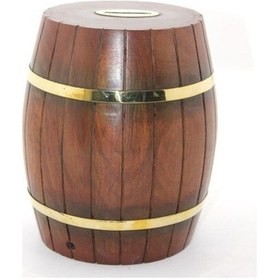 Resim 9015407312633drvs - Pirinç Ahşap Fıçı Kumbara 18 Cm 