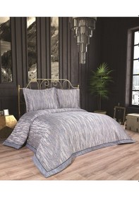 Resim Calantha Home Collection Estella 3 Parça Lacivert Geometrik Pike Takımı 240 X 260 Cm Lacivert 